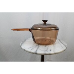 Visions Corningware Amber Glass Saucepan with Lid 1.5L V-1.5-B USA Simmerpot